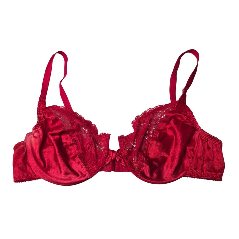 Victoria's Secret Bra Womens 38B Red Gold Label Vintage Lace Satin Underwire